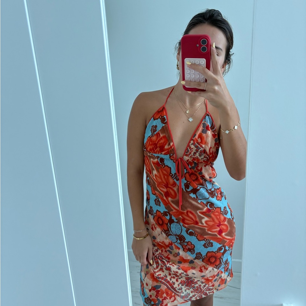 Vintage Floral Halter Dress